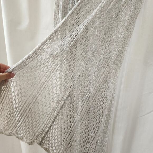 Sigrid Olsen Vintage Y2K Open Cardigan Duster Crochet Silver Gray Boho Size M - Picture 9 of 10